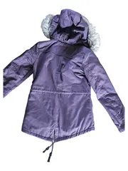 Vorschaubild 2 von Damen Parka Gr. 34/XS Lila Casual Winterjacke Fellkapuze