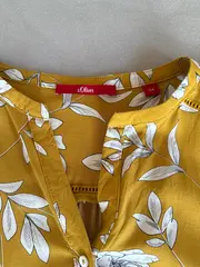 Vorschaubild 4 von Damen Bluse Gr. 34/XS Gelb Blumenmuster Viskose Langarm