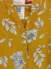 Vorschaubild 3 von Damen Bluse Gr. 34/XS Gelb Blumenmuster Viskose Langarm