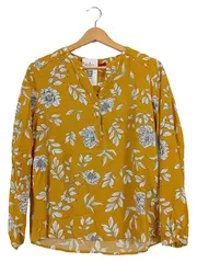 Vorschaubild 1 von Damen Bluse Gr. 34/XS Gelb Blumenmuster Viskose Langarm