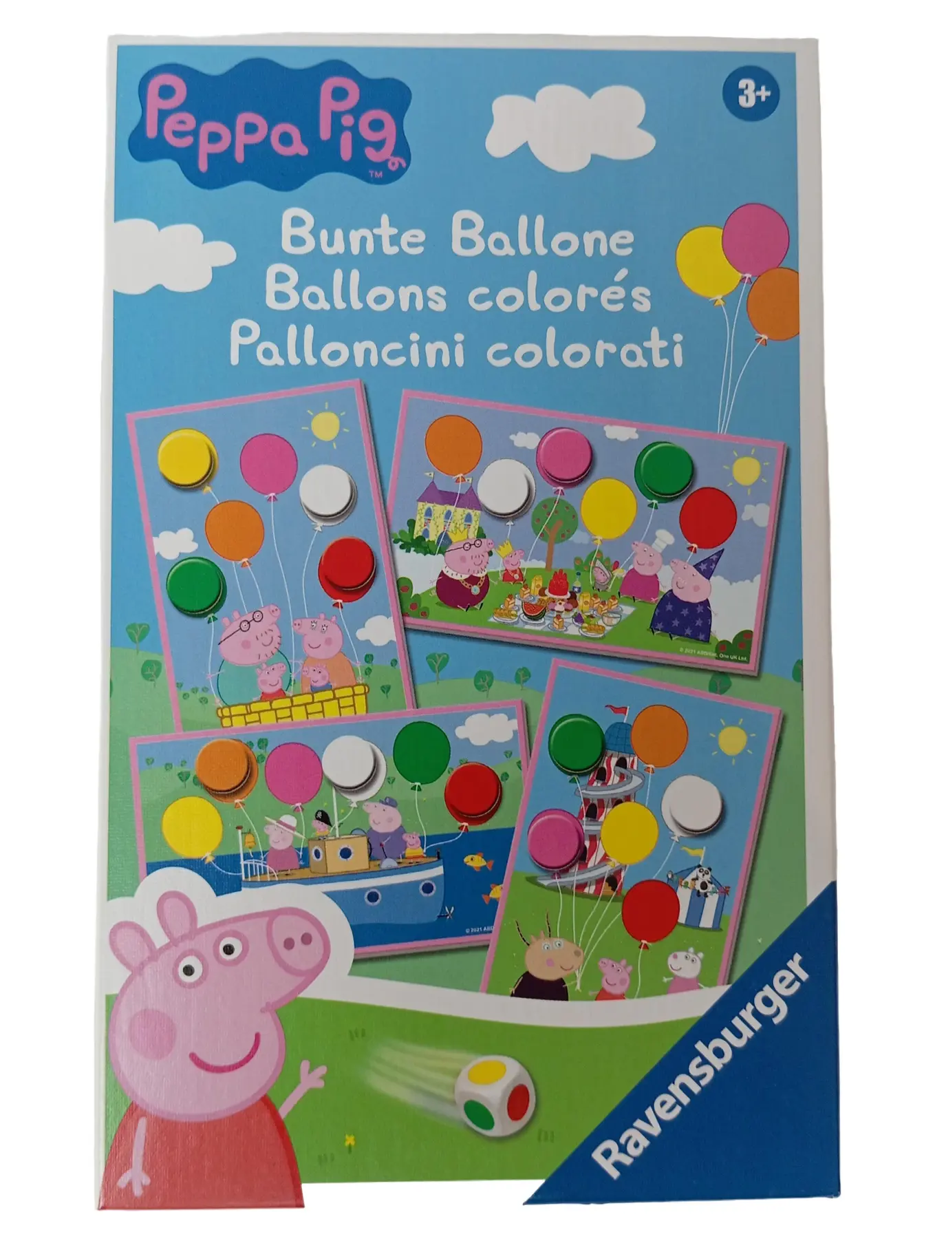 RAVENSBURGER Peppa Pig Bunte Ballone Würfelspiel Kinderspiel Farben lernen ab 3