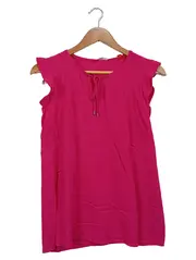 Vorschaubild 1 von Hemdbluse Damen Gr. 36/S Pink Strukturmuster Rüschen Freizeit