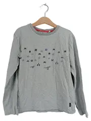 Vorschaubild 2 von Kinder Langarmshirt Gr. 140 Grau Retro Pixel Dino Print