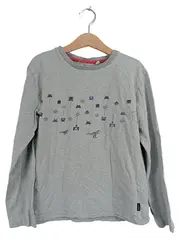 Vorschaubild 1 von Kinder Langarmshirt Gr. 140 Grau Retro Pixel Dino Print