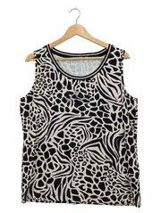 Vorschaubild 1 von 1920 Damen Top Shirt Animal Print Gr. 44 Schwarz Beige Strasssteine