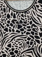Vorschaubild 3 von 1920 Damen Top Shirt Animal Print Gr. 44 Schwarz Beige Strasssteine
