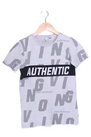 Vorschaubild 1 von Kinder T-Shirt Gr. 152 Grau mit Schriftzug Authentic Logo-Print Casual