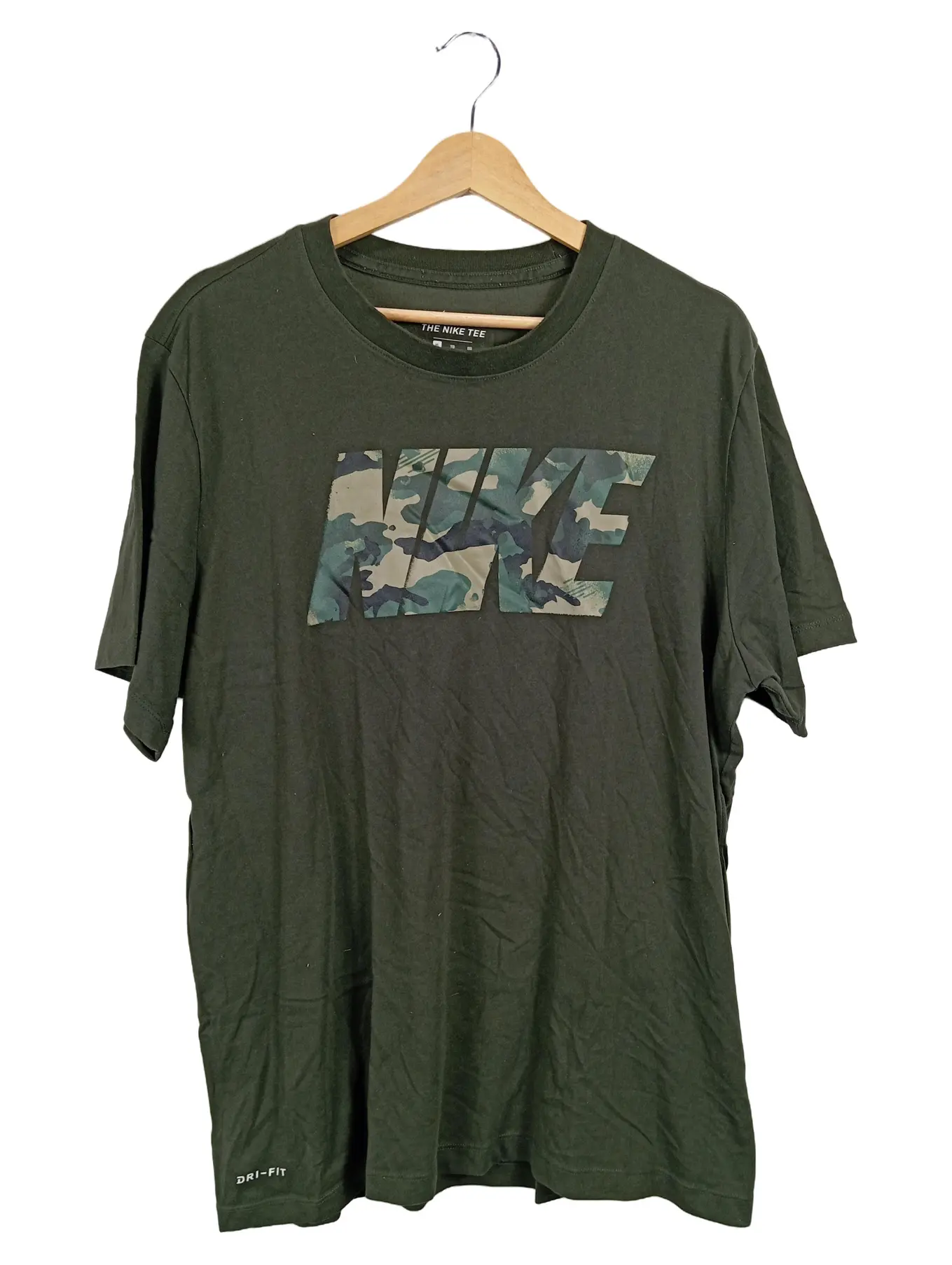 NIKE Herren Sport T-Shirt XL Grün Camouflage Logo Dri-Fit
