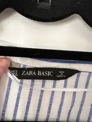 Vorschaubild 5 von Damen Hemdbluse Gr. M 38 gestreift Weiß Leinen Baumwolle Frühling Sommer