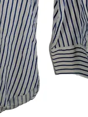 Vorschaubild 4 von Damen Hemdbluse Gr. M 38 gestreift Weiß Leinen Baumwolle Frühling Sommer