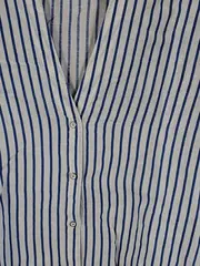 Vorschaubild 2 von Damen Hemdbluse Gr. M 38 gestreift Weiß Leinen Baumwolle Frühling Sommer