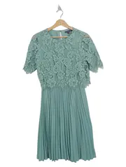 Vorschaubild 1 von Damen festliches Kleid Gr. 36 Türkis Spitze Elegant Midikleid