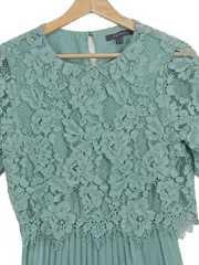 Vorschaubild 2 von Damen festliches Kleid Gr. 36 Türkis Spitze Elegant Midikleid