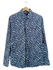 Vorschaubild 1 von Herren Freizeithemd Slim Fit Gr. 40/L Animal Print Blau