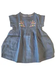 Vorschaubild 1 von Jeanskleid Mädchen Gr. 68 Blau Blumenmuster Baumwolle Sommerkleid