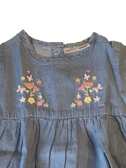 Vorschaubild 3 von Jeanskleid Mädchen Gr. 68 Blau Blumenmuster Baumwolle Sommerkleid