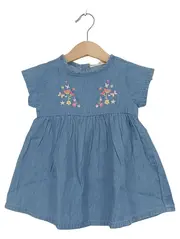 Vorschaubild 6 von Jeanskleid Mädchen Gr. 68 Blau Blumenmuster Baumwolle Sommerkleid