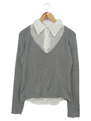 Vorschaubild 1 von Damen Pullover Gr. 38/M Grau V-Ausschnitt Business Casual