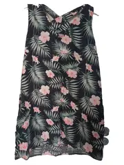 Vorschaubild 2 von Damen Freizeitkleid Gr. 42/XL Leinen Mehrfarbig Blumenmuster Casual