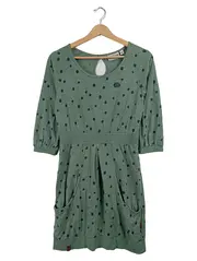 Vorschaubild 1 von Damen Freizeitkleid Gr. M Grün Punkte Jerseykleid