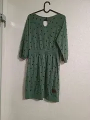 Vorschaubild 2 von Damen Freizeitkleid Gr. M Grün Punkte Jerseykleid