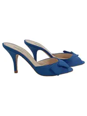 Vorschaubild 1 von Sandaletten Schleife Elegant Blau Damen Gr. 37 Slip-On 8cm Absatz