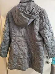 Vorschaubild 2 von Damen Steppmantel Gr. 46 Grau Kapuze Winterjacke Gesteppt