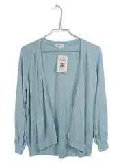 Vorschaubild 1 von Damen Cardigan Strickjacke Gr. 38 M Blau Viskose Lochmuster