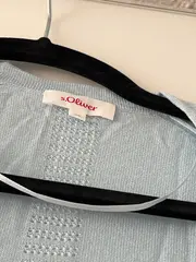 Vorschaubild 2 von Damen Cardigan Strickjacke Gr. 38 M Blau Viskose Lochmuster