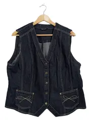 Vorschaubild 1 von Damen Anzugweste Blau Gr. 46 Baumwolle Casual Freizeit Uni