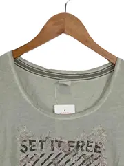 Vorschaubild 3 von Taifun Damen T-Shirt Oliv mit 'SET IT FREE' Print Gr. 40 Casual