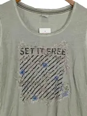 Vorschaubild 2 von Taifun Damen T-Shirt Oliv mit 'SET IT FREE' Print Gr. 40 Casual