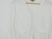 Vorschaubild 2 von Strickjacke Damen Gr. 36/S Weiß Viskose Polyamid Basic Cardigan