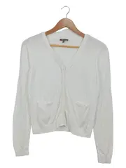 Vorschaubild 1 von Strickjacke Damen Gr. 36/S Weiß Viskose Polyamid Basic Cardigan