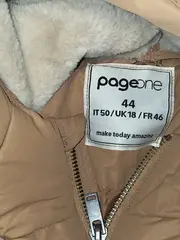 Vorschaubild 5 von Damen Steppjacke Kapuze Beige Gr. 44 Langarm Casual Alltag Polyester