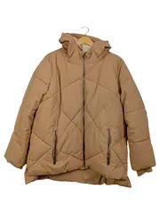 Vorschaubild 1 von Damen Steppjacke Kapuze Beige Gr. 44 Langarm Casual Alltag Polyester