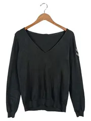 Vorschaubild 1 von Damen Pullover V-Ausschnitt Schwarz Gr. M Metallic-Streifen