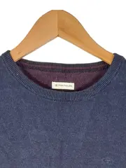 Vorschaubild 2 von Herren Pullover Basic Blau Meliert Baumwolle Gr. L