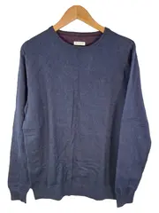 Vorschaubild 1 von Herren Pullover Basic Blau Meliert Baumwolle Gr. L