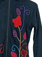 Vorschaubild 2 von Damen Sweatjacke Kapuzenjacke S Schwarz Stickerei Blumen Ethno