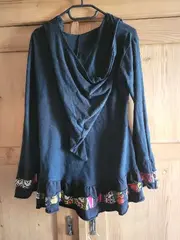 Vorschaubild 4 von Damen Sweatjacke Kapuzenjacke S Schwarz Stickerei Blumen Ethno