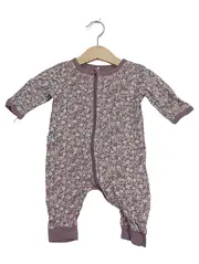 Vorschaubild 1 von Baby Strampler Mädchen Gr. 62 Lila Blumenmuster Bio-Baumwolle
