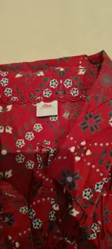 Vorschaubild 2 von Damen Hemdbluse Gr. 36 Rot Floral Rüschen Langarm Baumwolle