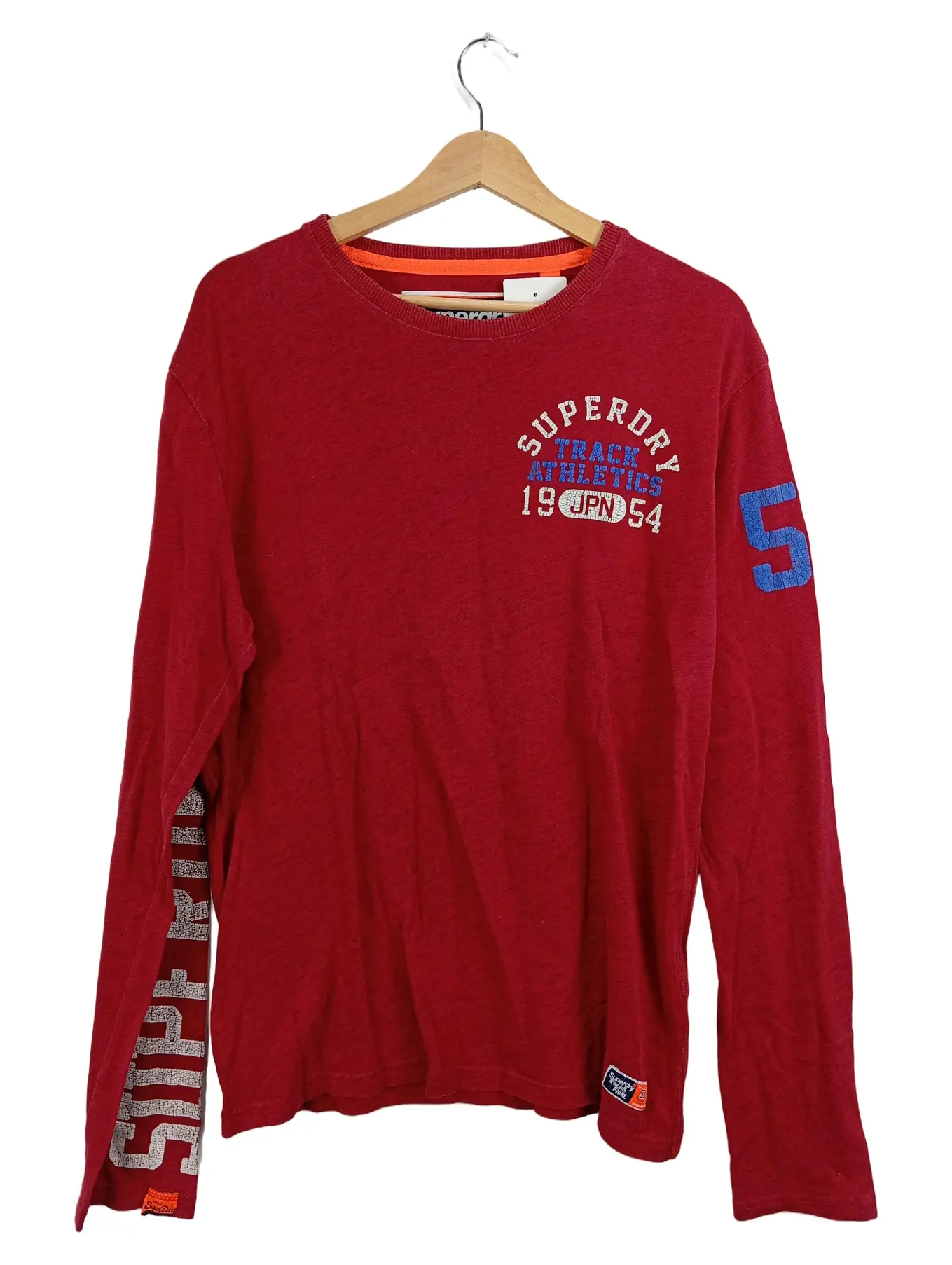 SUPERDRY Herren Langarmshirt Track Athletics JPN 54 Rot Gr. L