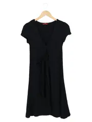 Vorschaubild 1 von Damen Freizeitkleid Wickelkleid Gr. 38/M Schwarz Casual