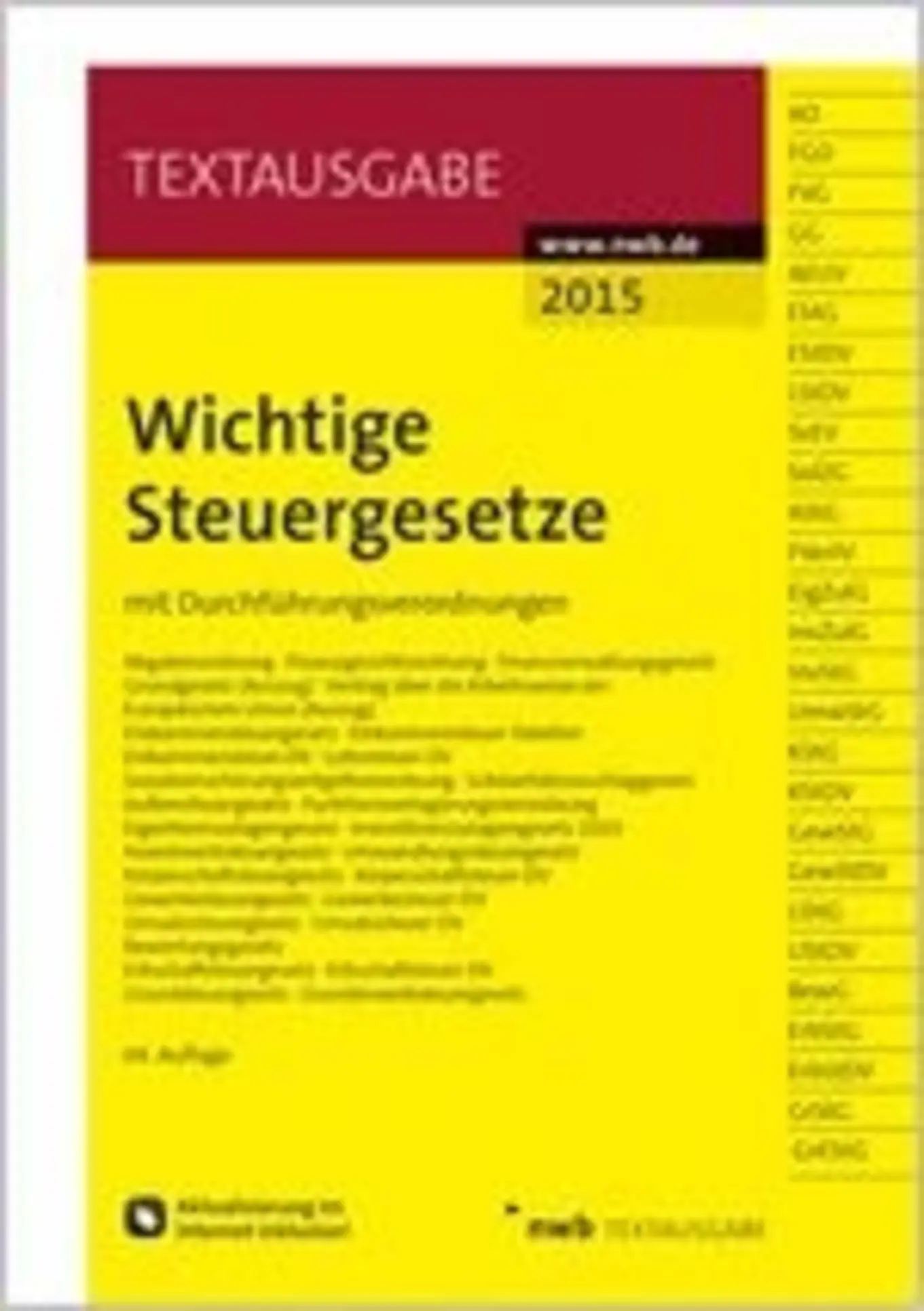 NWB Steuergesetze 64. Auflage 2015 Taschenbuch Steuerrecht Gesetzbuch