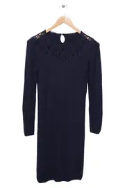 Vorschaubild 1 von Damen Businesskleid Blau Spitzendetail Langarm Elegant Gr. M/38