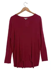Vorschaubild 1 von Damen Langarmshirt Rot Gr. 38/M Lyocell Asymmetrisch