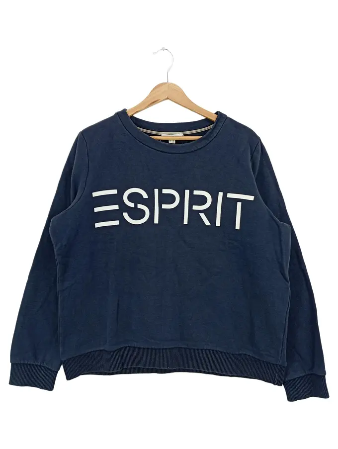 ESPRIT Damen Pullover Sweatshirt Blau 42;XL Logo-Print