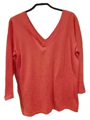 Vorschaubild 3 von Damen Pullover V-Ausschnitt Gr. 40/42 Orange 3/4-Arm Baumwolle